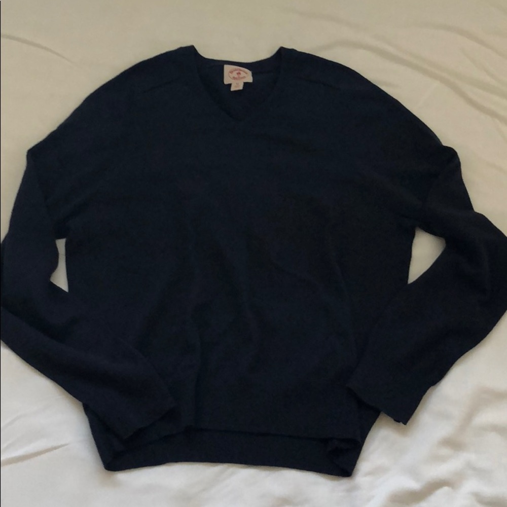 Brooks Brothers Navy V-Neck Cotton Sweater